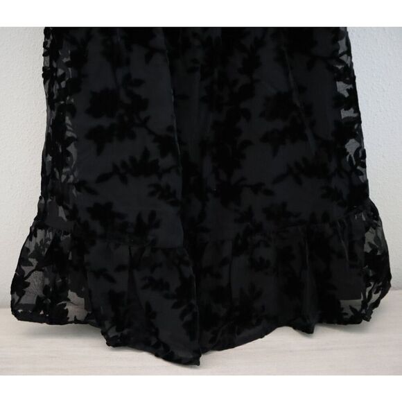 Lulus Women's Sz Small Romantic Instinct Black Burnout Velvet Mini Dress - Picture 7 of 12